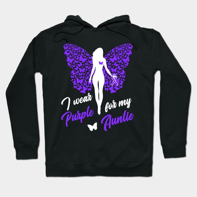 I Wear Purple For My Auntie Support Awareness Hoodie by ZNOVANNA